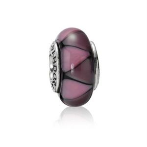 Pandora glass murano pink purple authentic bead